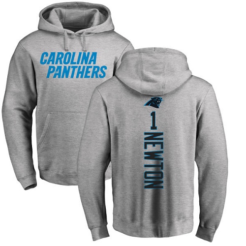 Carolina Panthers Men Ash Cam Newton Backer NFL Football #1 Pullover Hoodie Sweatshirts->carolina panthers->NFL Jersey